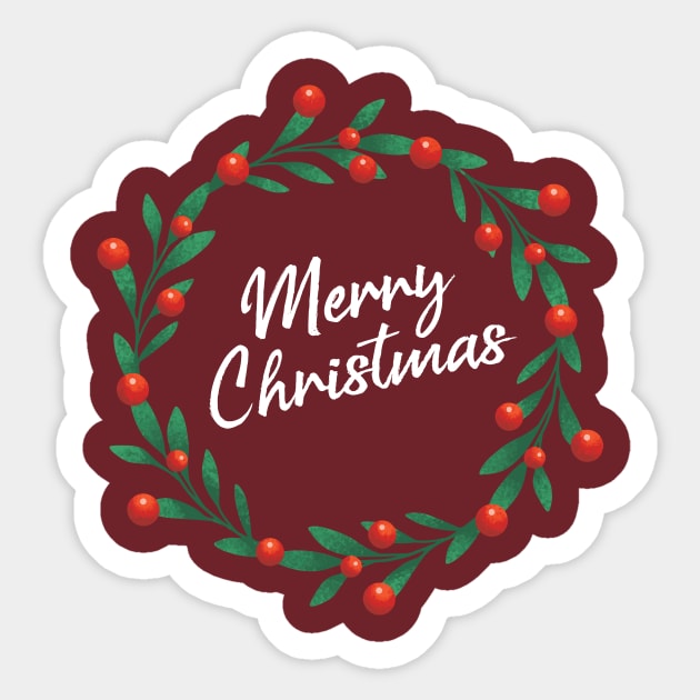 Merry Christmas - Cute Holiday Sticker by tommartinart